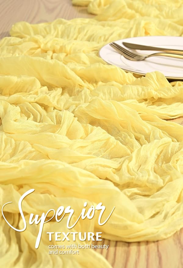 30 Pack Cheesecloth Table Runner 10FT Light Yellow Table Runner Boho Gauze - Image 4