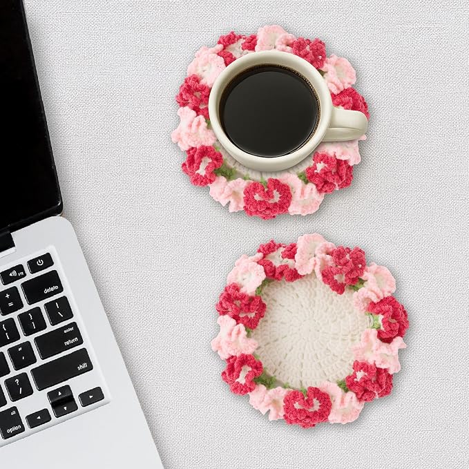 Crochet Flower Coasters, Handmade Bouquet Coasters - Image 5