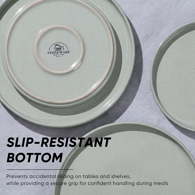 E-far 7.9 Inch Ceramic Dinner Plates, 6-Piece Stoneware Salad Plates, Chip & - Image 5