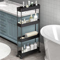 Slim Storage Cart 4 Tier, Bathroom Organizer Rolling Utility, Mobile Shelving by Home