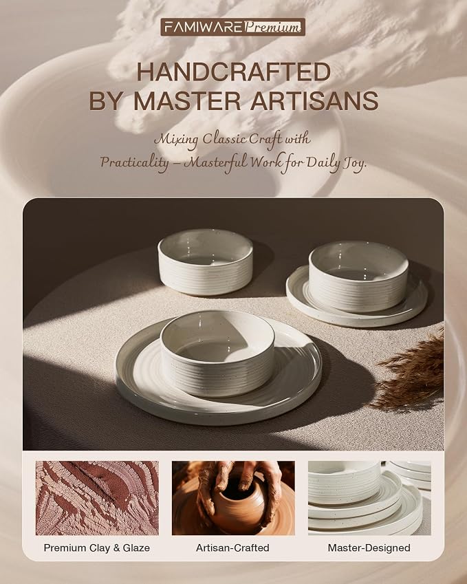 Stoneware Dinnerware Set for 6, Plates and Bowls - Image 6