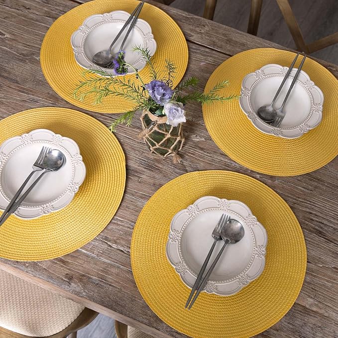 FunWheat Round Braided Placemats Set of 6 Table Mats - Image 6