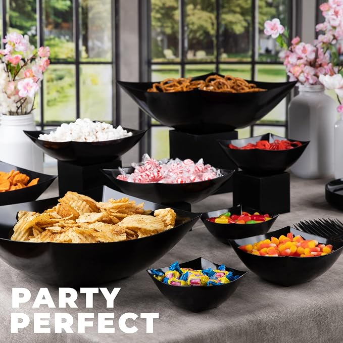 PLASTICPRO Disposable Square Serving Bowls, Party Snack or Salad Bowl, Plastic - Image 3