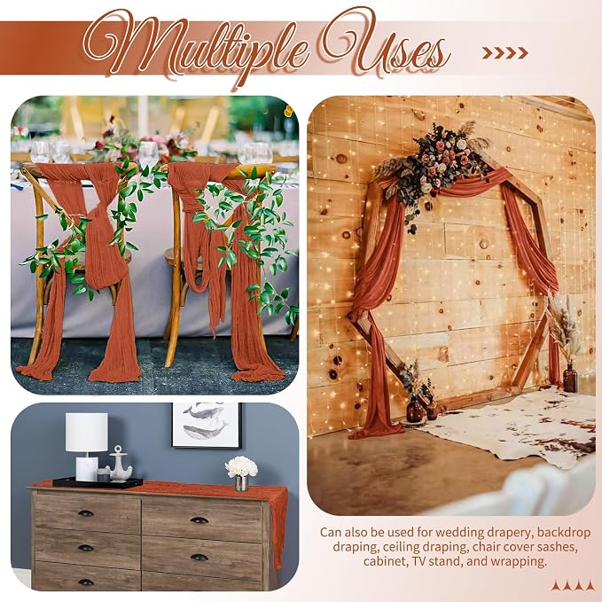 15 Pack Terracotta Fall Table Runner 17 x 108inch Cheesecloth Table Runner Boho - Image 5