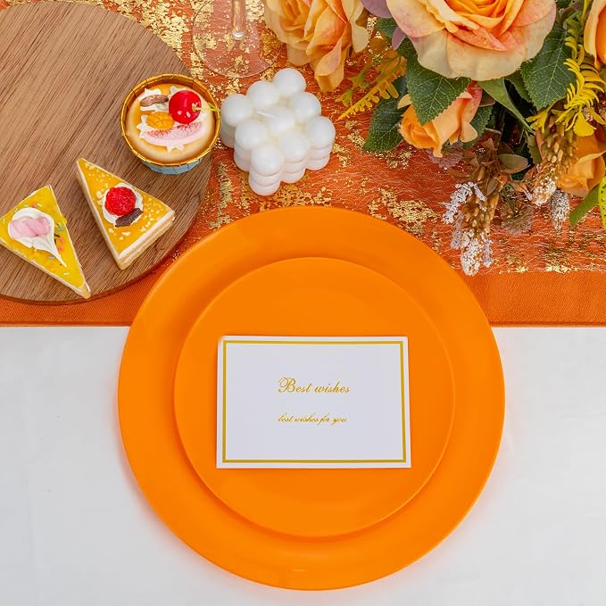 PULOTE 100PCS Orange Plastic Plates - Image 6