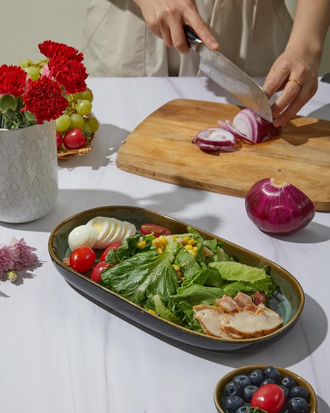 12" Deep Serving Platters, Stoneware Party Tray Set - Image 5