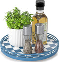 Blue and White Checkerboard Lazy Susan by AMH