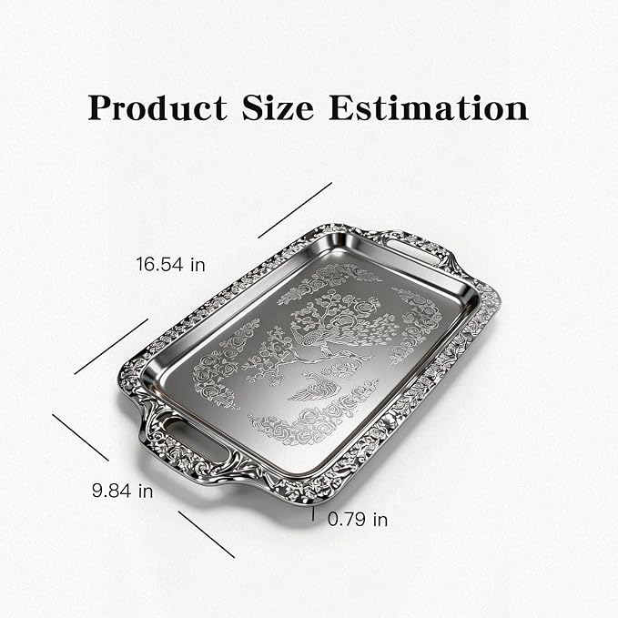 Silver Serving Tray, Metal Serving Tray - Image 2