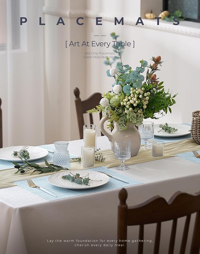 Leetaltree Soft Sky Blue Woven Placemats Set of 24 - Image 2