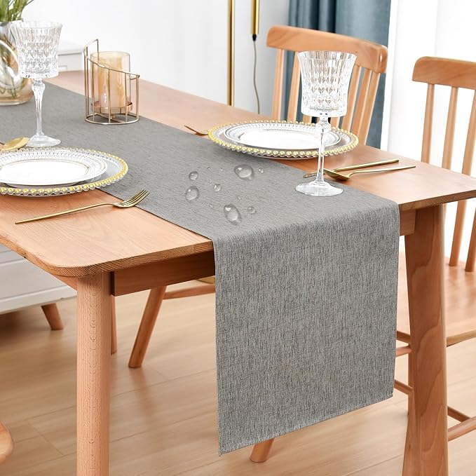 Faux Linen Table Runner Water Resistant 13 x 60 in, Coffee Table Runner by Nacuci