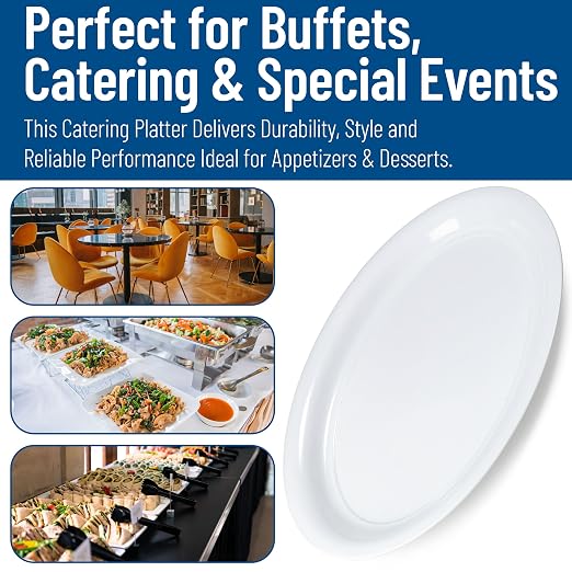 Carlisle FoodService Products Displayware Plastic Catering Platter 21" x 15" - Image 7