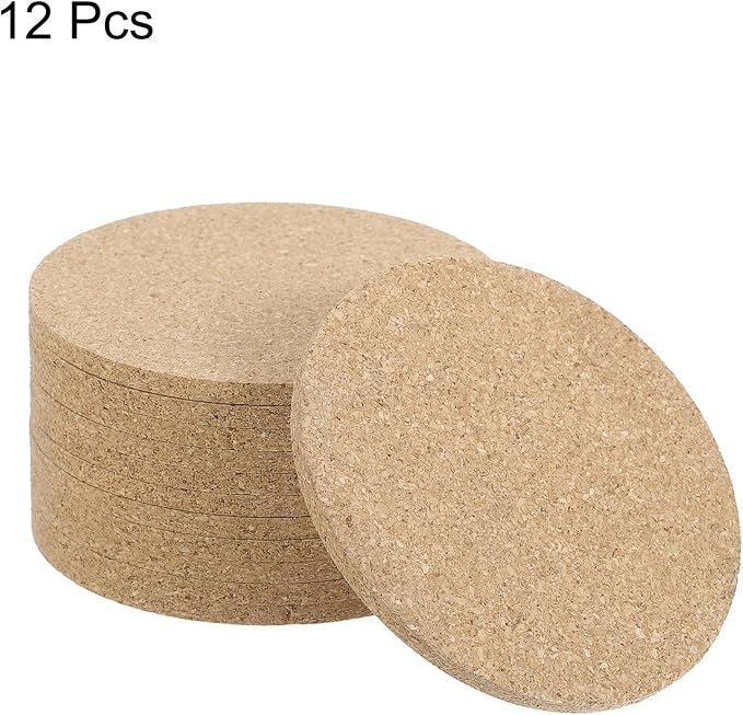 HARFINGTON 12pcs Cork Coasters 3.5 Inch 0.16 Inch Thick Non-Slip Heat-Resistant - Image 3