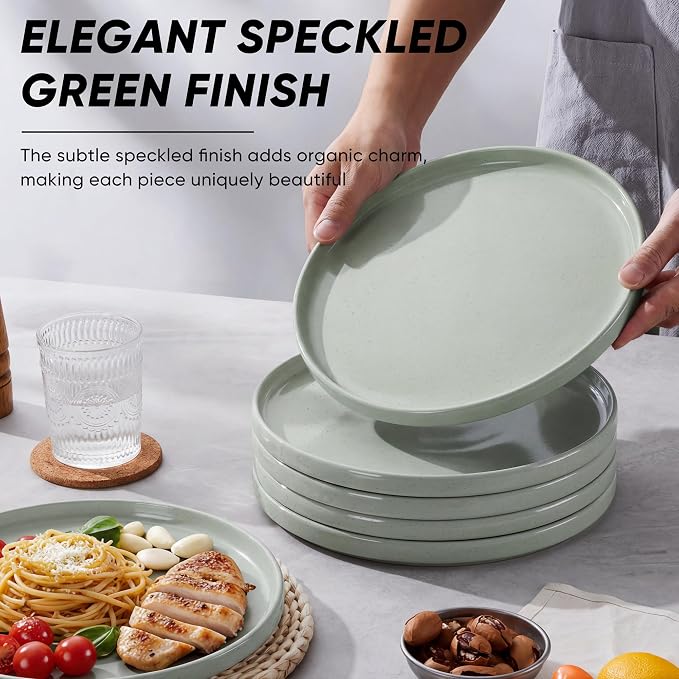 E-far Dinner Plates Set of 6, 10.5 Inch Stoneware Dinner Plate, Chip & Scratch - Image 6