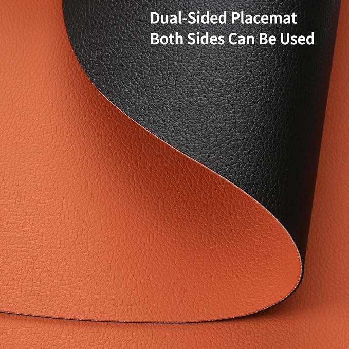 Myir JUN 15 Inches Round Placemats Set of 4 Faux Leather Place Mats | - Image 3