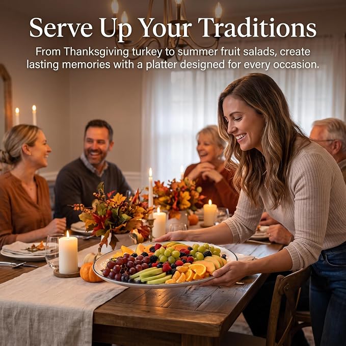 Fall Pumpkin Melamine Oval Serving Platters, 2 Pack 14" Party Trays | - Image 7