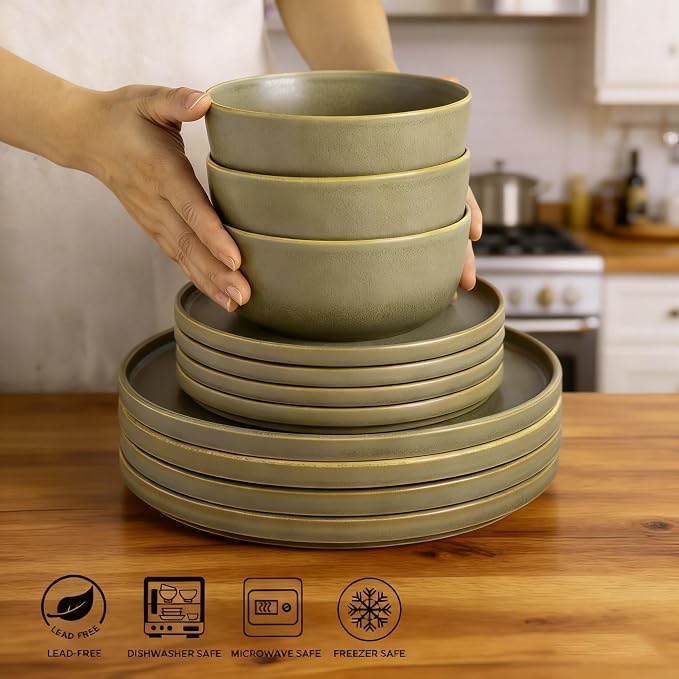 AmorArc Stoneware Cereal Bowls Set of 6, 26oz Soup Ceramic Bowls Set | Modern - Image 7
