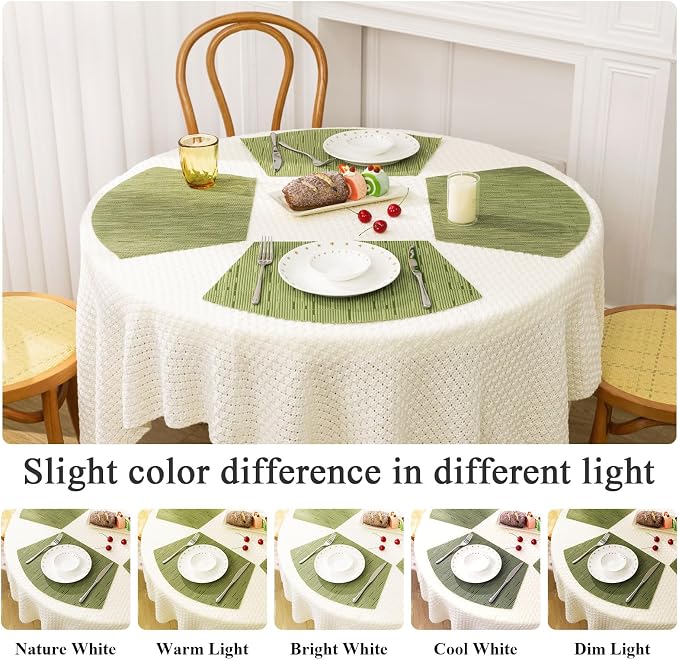 SHACOS PVC Woven Vinyl Wedge Placemats Set of 4 Round Table Placemats Wipe - Image 8