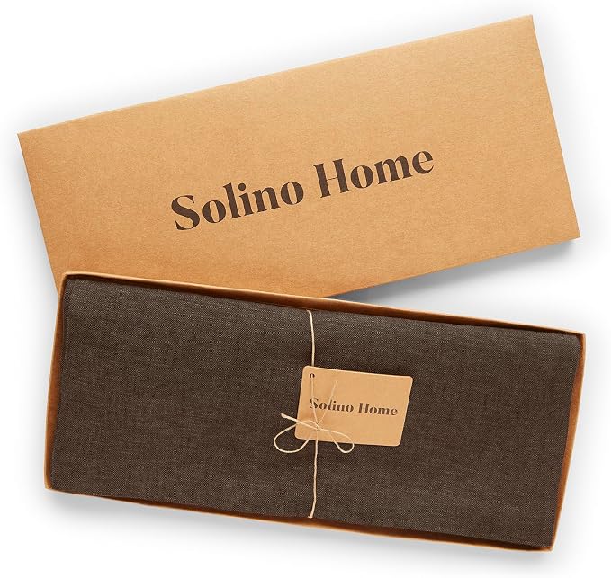 Solino Home 100% Pure Linen Table Runner Brown Long, Athena 14 x 108 in | Table - Image 5