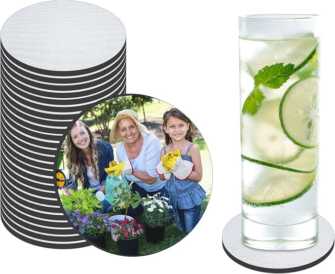 18 PCS Sublimation Coasters Blanks Bulk, 4x4 Inch Round Blank Cup Mat Rubber by ORJ