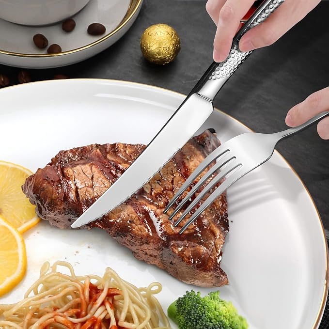 20-Piece Hammered Silverware Set - Image 9