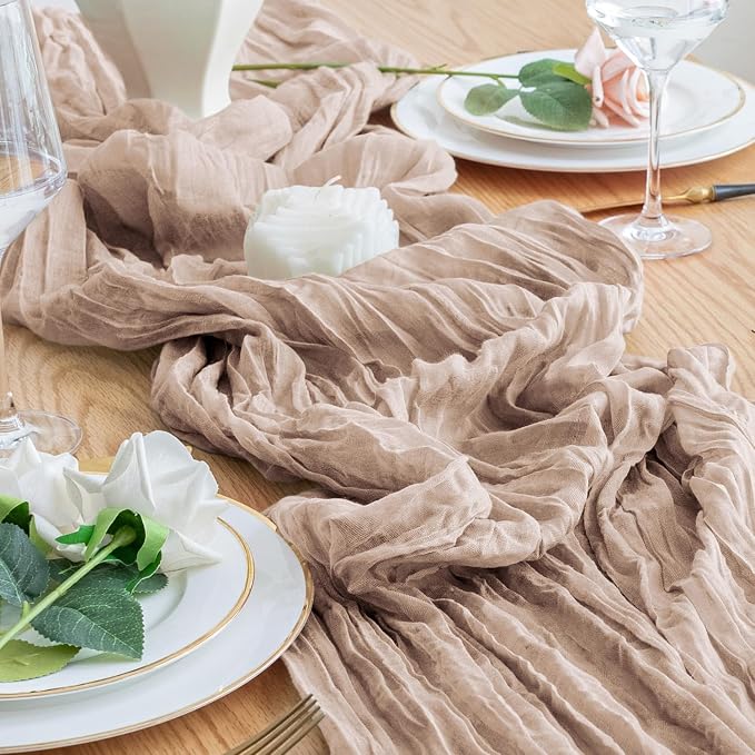 Cheesecloth Table Runner 10FT Nude Pink Boho Gauze Sheer Table Runners | Cheese - Image 5