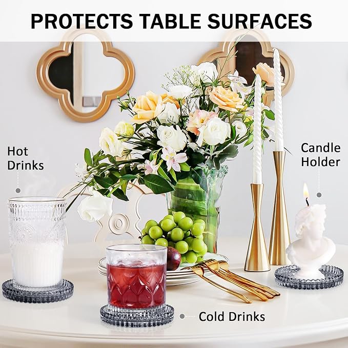Modern Clear Glass Coasters Set of 8, Cute Coasters Table Mats - Image 6