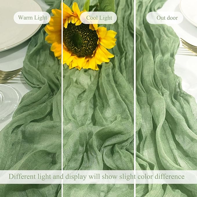 6Pack Sage Green Cheese Cloth Table Runner 20x120inch Gauze Table Runners | - Image 5