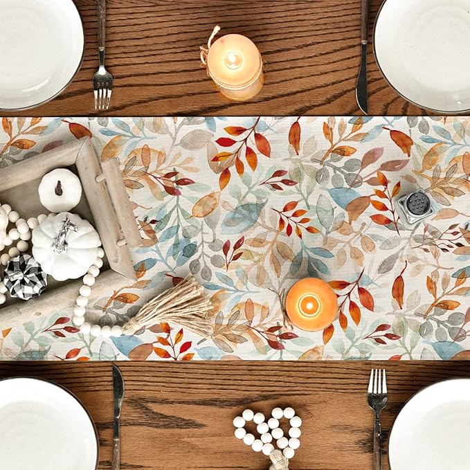 Artoid Mode 210 GSM Fall Table Runner 13x120 Inch Home Party Decor | Beige - Image 4