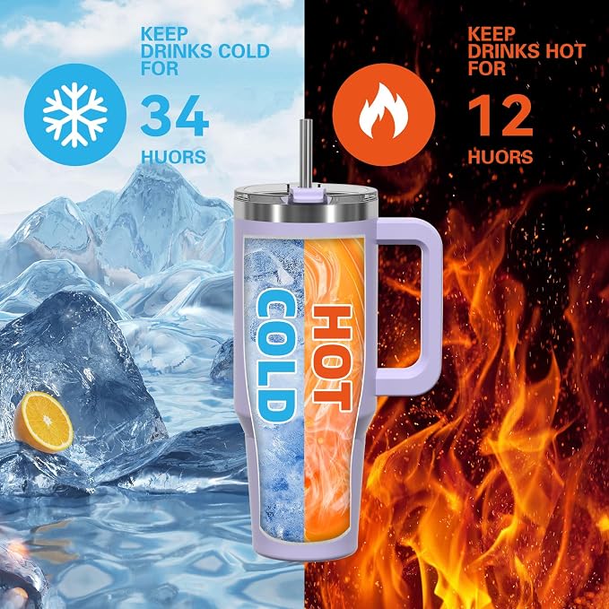 30 oz Tumbler with Handle, Tumbler with Lid and Straw, Double Wall Insulated - Image 2