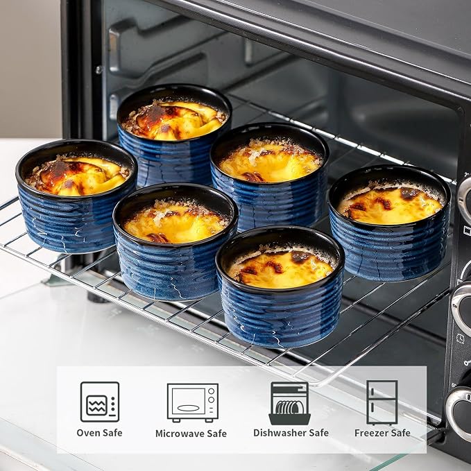 Ceramic 4 oz Ramekins Set of 6, Oven Safe Small Creme Brulee Ramekins - Image 2