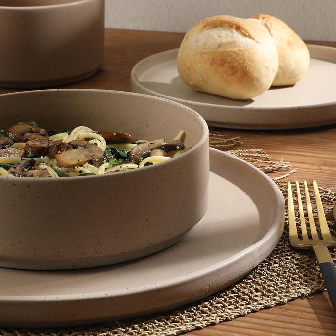 Gibson Elite Tatum Premium Porcelain Matte Reactive Glaze 16-Piece Plates and - Image 2
