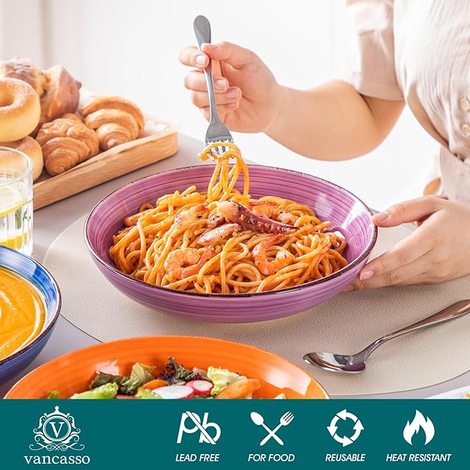 vancasso Bonita Pasta Bowls Set of 6, 50oz Large Salad Bowls - Image 3