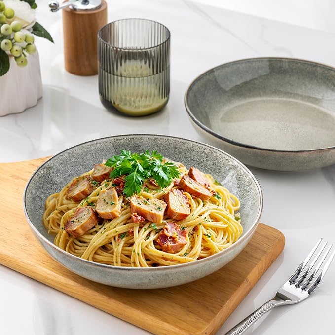 AmorArc 8.5'' Large Pasta Bowls, 36oz Stoneware Wide Serving Bowls Set of 4 - Image 4