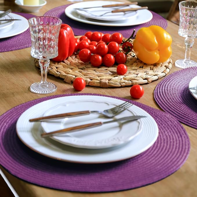 FunWheat Round Braided Placemats Set of 8 Table Mats - Image 4