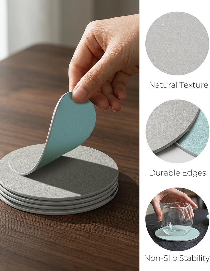 Leetaltree Reversible Leather Coasters Set of 12 - Image 4