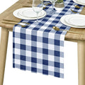 Buffalo Plaid Table Runner Navy Blue and White 14W x 108L, 1 Piece | Waterproof by Hiasan