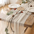 3Pcs White Cheesecloth Table Runner 120 Inches by KEKETOARRANGE