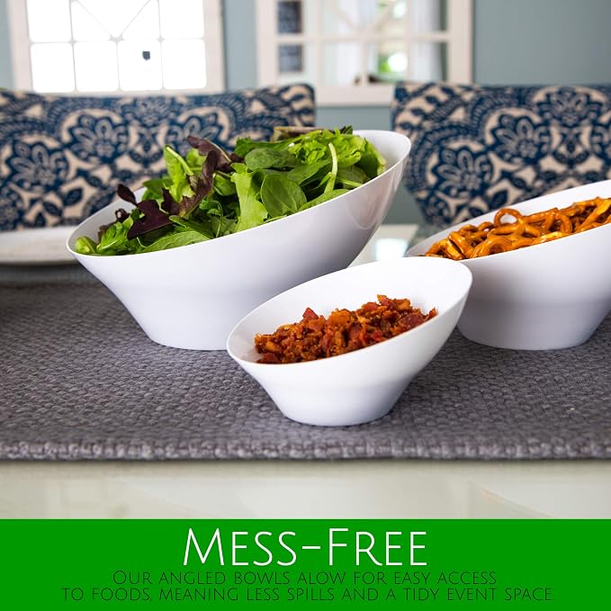 PLASTICPRO Disposable Angled Plastic Bowls Round Large Serving Bowl, Elegant - Image 3