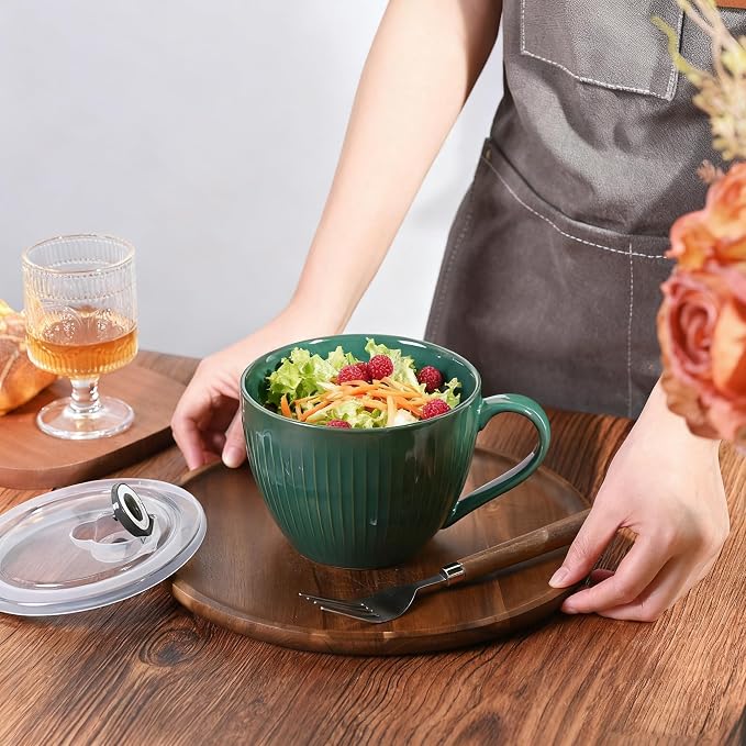 24oz Soup Mug with Handle & Lid, Microwave Soup Bowl/Cup, Ice Cream and - Image 3