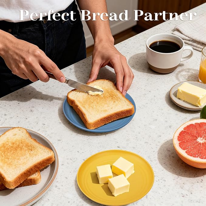 Appetizer Plates 5.7 Inch, Unbreakble Wheat Straw Plate Sets of 8, Plastic - Image 5