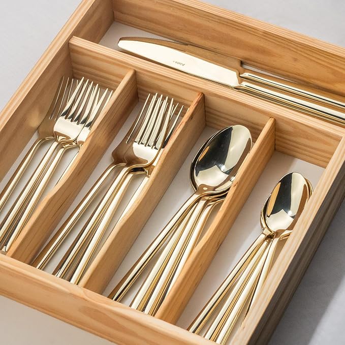 Alata Potter Champagne Gold 40-Piece Forged Silverware Set, Service - Image 9