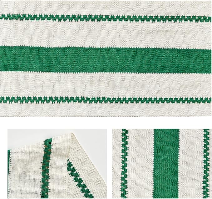 Artoid Mode Emerald Green Rustic Woven Table Runner 12x48 Inch | Holiday - Image 6