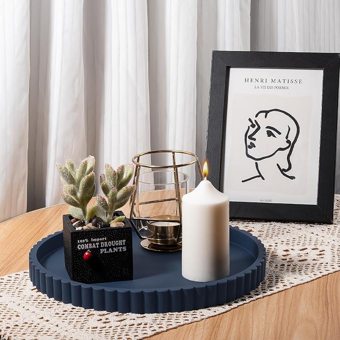 Round Bathroom Tray Perfume Organizer Coffee Table Decor, Heat-Resistant - Image 5