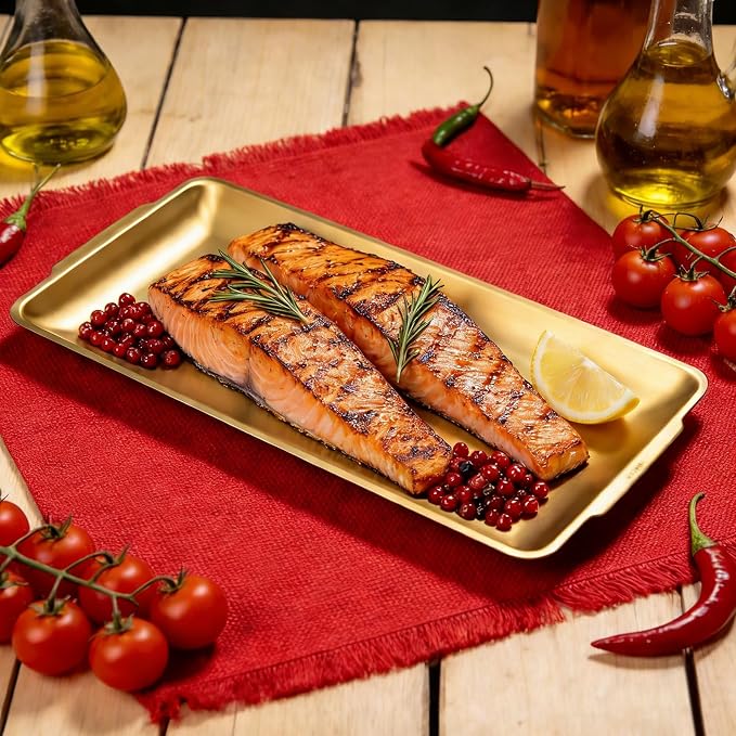 304 Stainless Steel Food Serving Tray, 12.6 Inch Rectangular Serving Tray - Image 6