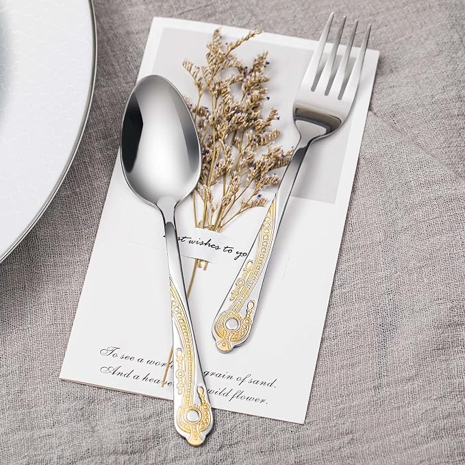 Gold Silverware Set, 20 Piece Stainless Steel Golden Flatware Set - Image 5