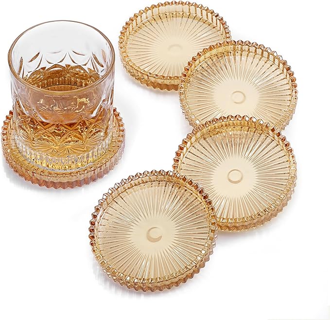 Modern Clear Coasters Set of 5- Glass Cute Coasters by Unknown