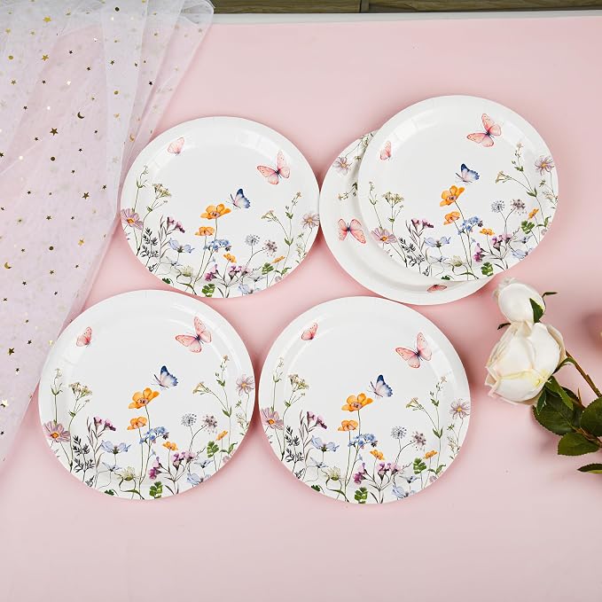 AimFun 48 Pcs Wildflower Paper Plates 9 Inch Disposable Floral Plates | - Image 3