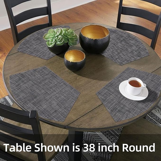 SHACOS Wedge Placemats Set of 4 Woven Vinyl Placemats - Image 6