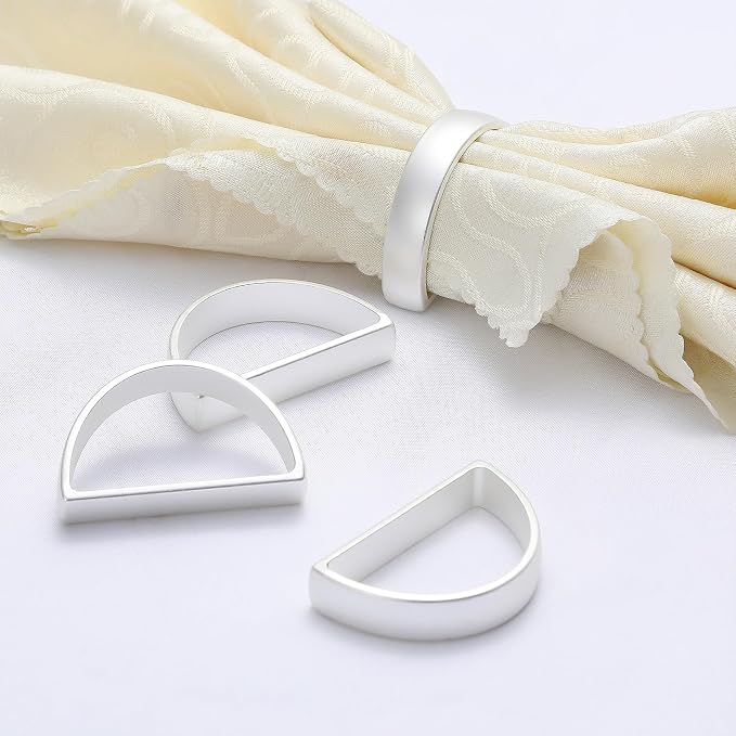 KPOSIYA Napkin Rings Set of 20, Metal Silver Napkin Rings Bulk - Image 2