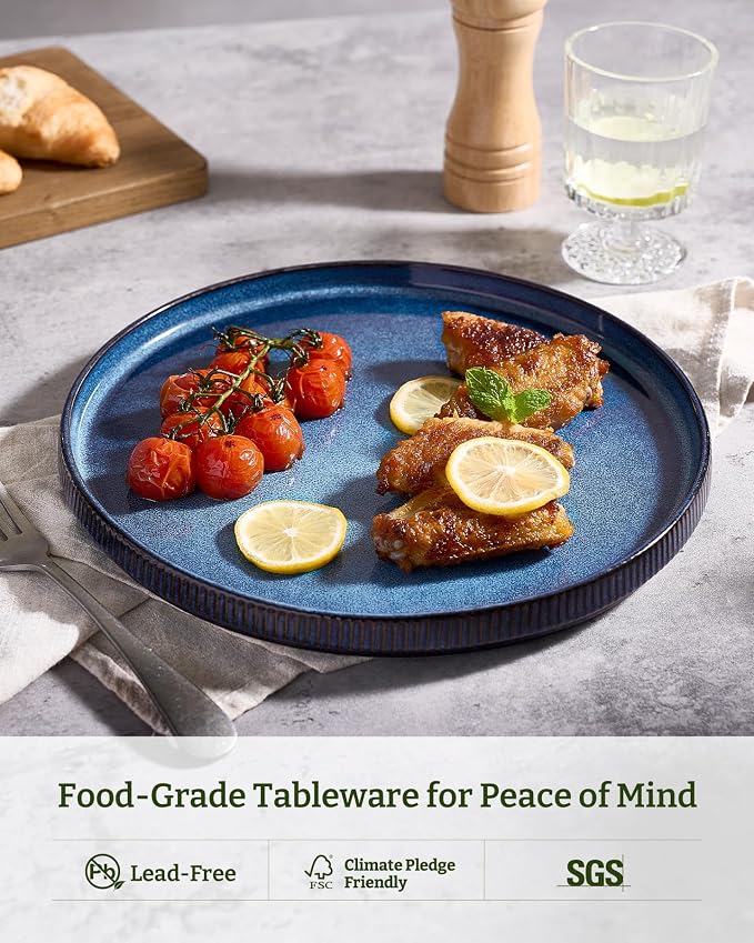 famiware Star Salad Plates for 6, 8 inches Plate Set, Stoneware Dinnerware - Image 5
